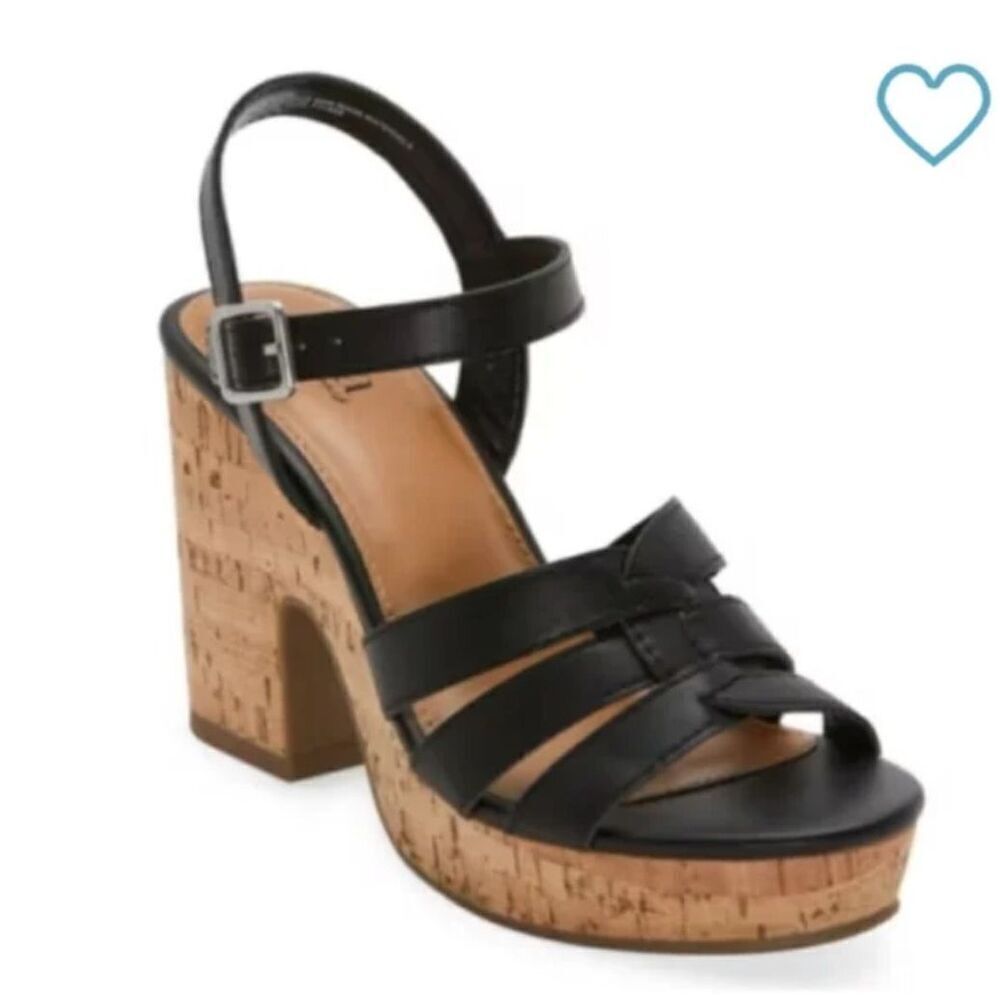 a.n.a Women’s Heels Billie‎ Heeled Sandals Strap Black Size 10M Cute Shoes JCP